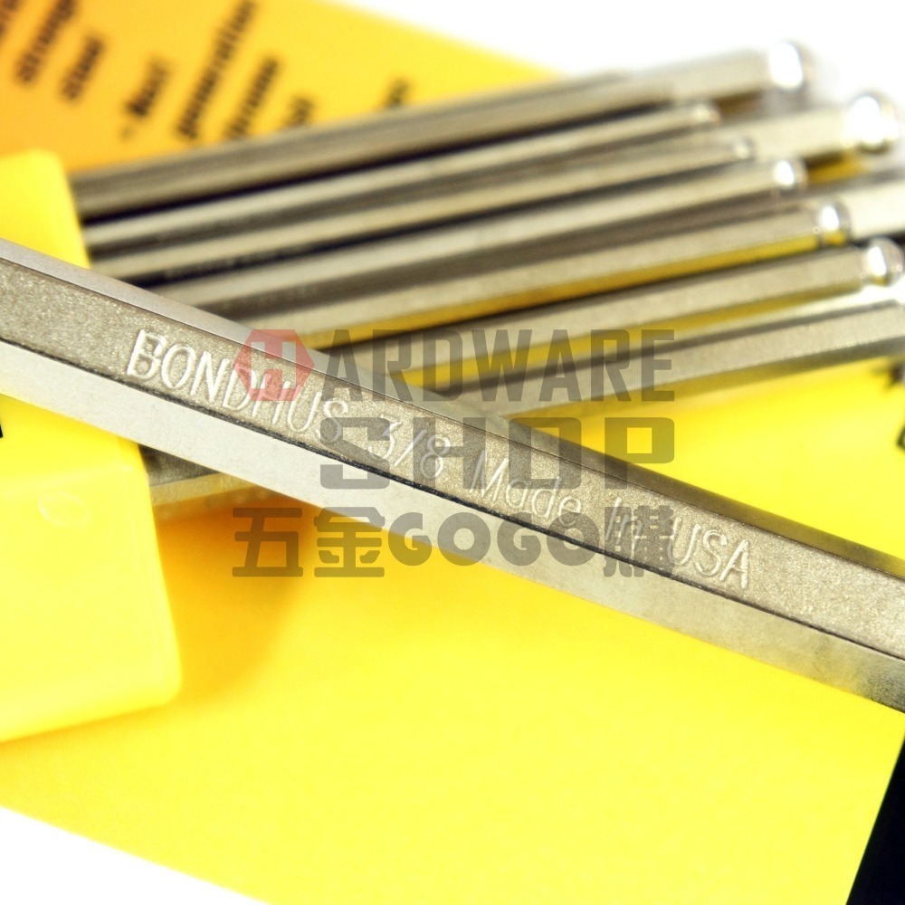 美國 BONDHUS 英制 1/16＂ 16703 白金 短頭 球型 六角板手 球頭 六角扳手-細節圖4