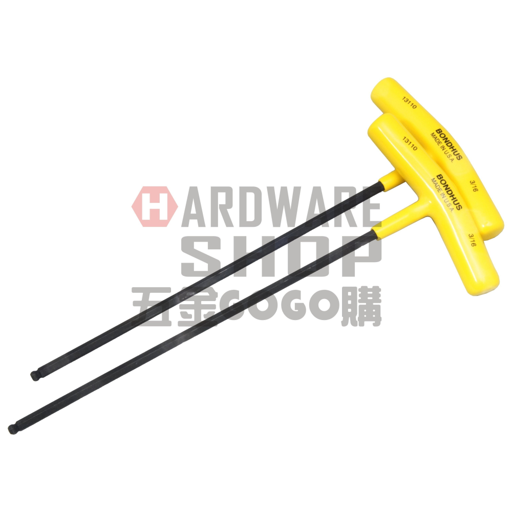 美國 BONDHUS 英制 13110 3/16 T型 超長 球型 六角板手 球頭 六角扳手-細節圖3