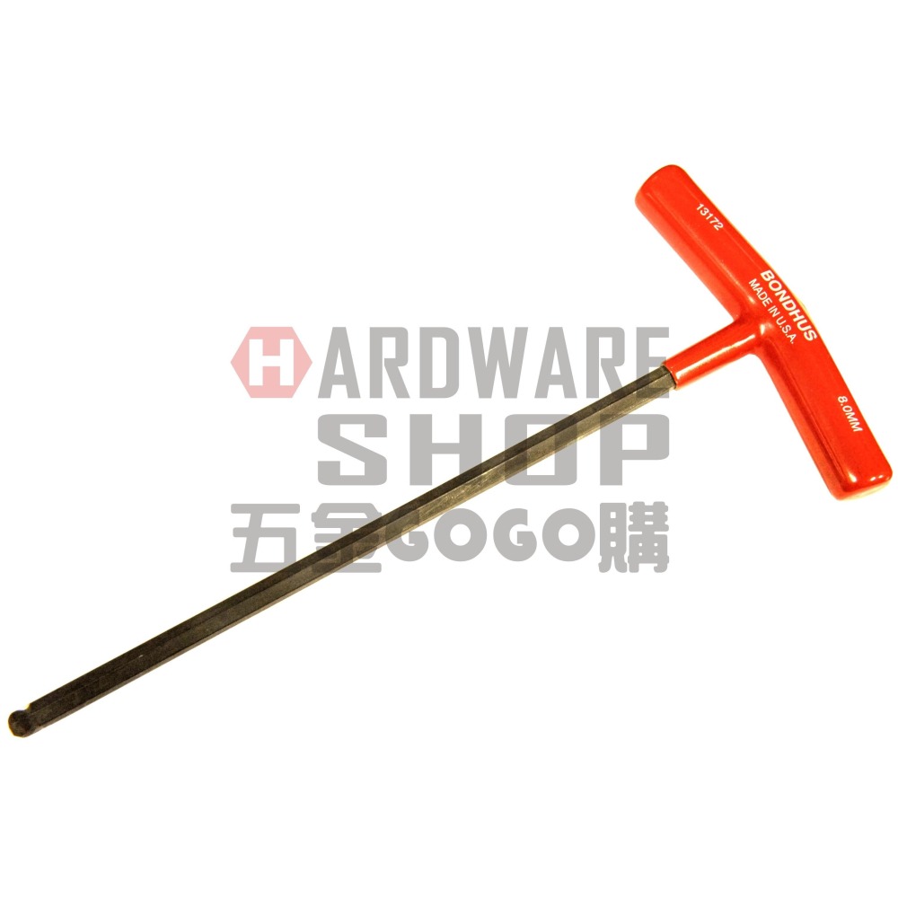 美國 BONDHUS 公制 13172 8.0 mm T型 超長 球型 六角板手 球頭 六角扳手 8mm-細節圖3