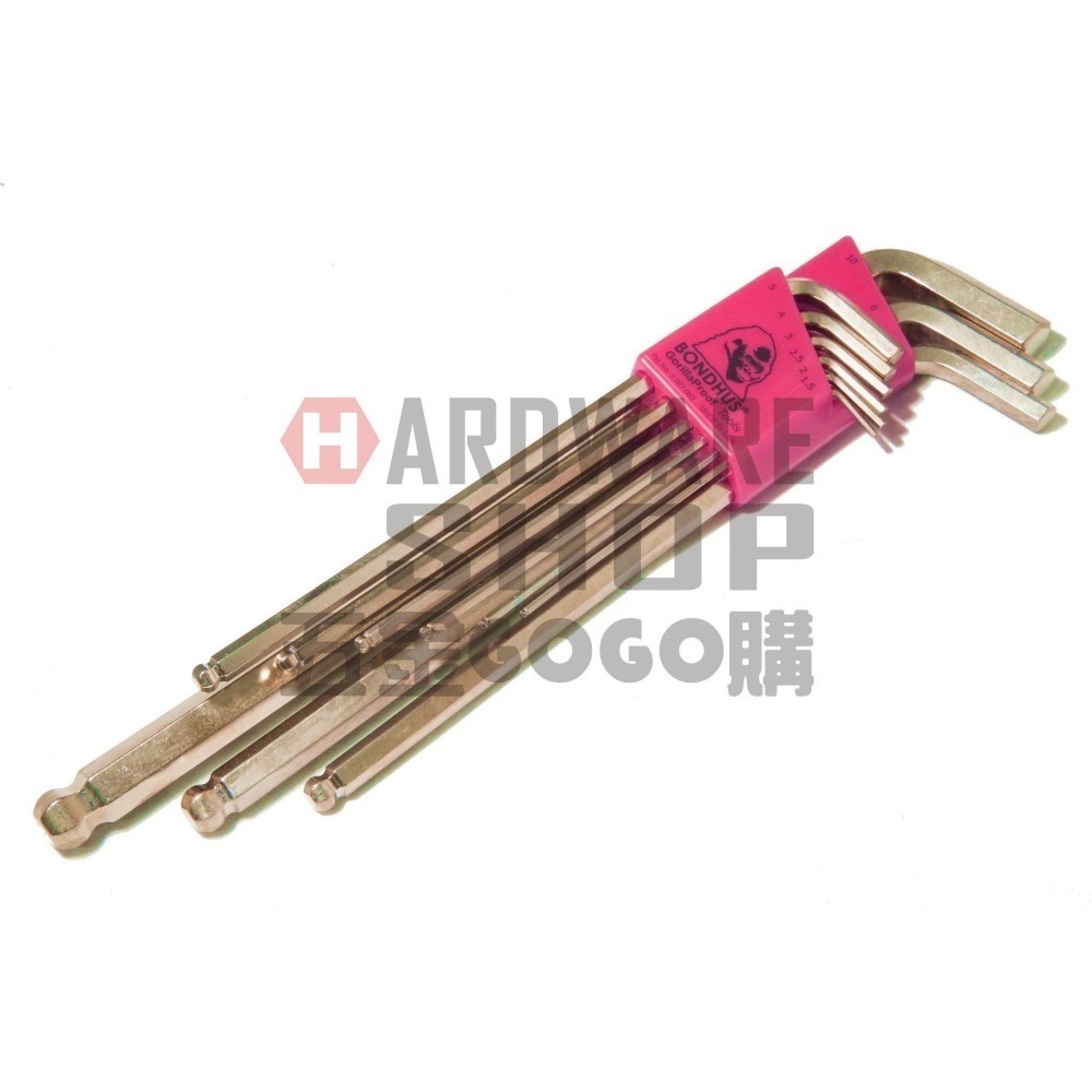 美國 BONDHUS 公制 9支組 17099 白金 球型 六角板手 球頭 六角扳手-細節圖4