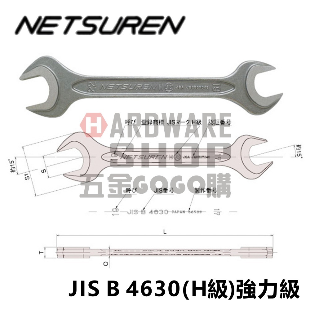 日本 NETSUREN 雙頭 開口板手 23 × 26 mm 強力級 開口扳手 23*26 m/m 両口スパナ-細節圖2