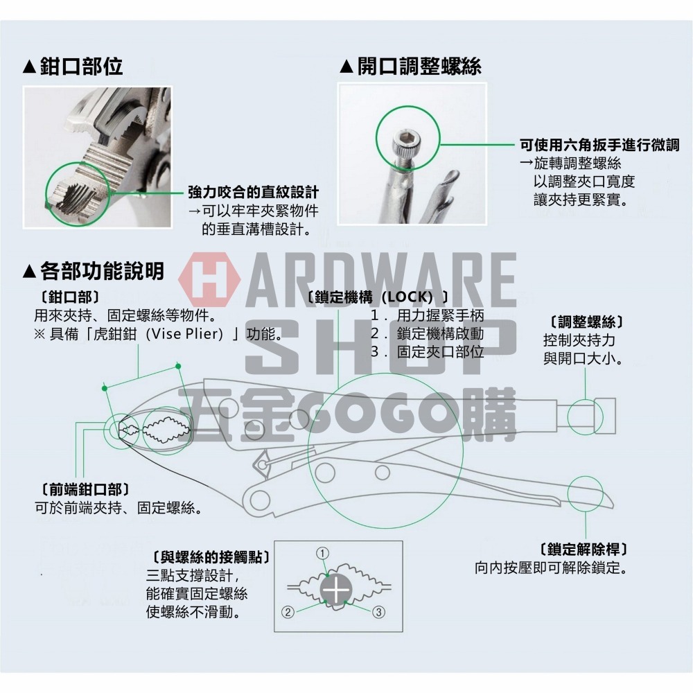 日本 3.PEAKS DS-130T 螺絲萬能鉗 螺絲頭 滑牙 螺絲拆卸 5＂ 萬能鉗 螺絲鉗 暴龍鉗 DS130T-細節圖5
