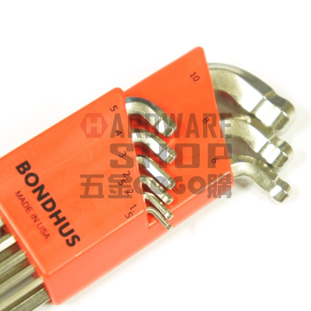 美國 BONDHUS 公制 9支組 77099 白金 雙頭 球型 六角板手 球頭 六角扳手-細節圖5