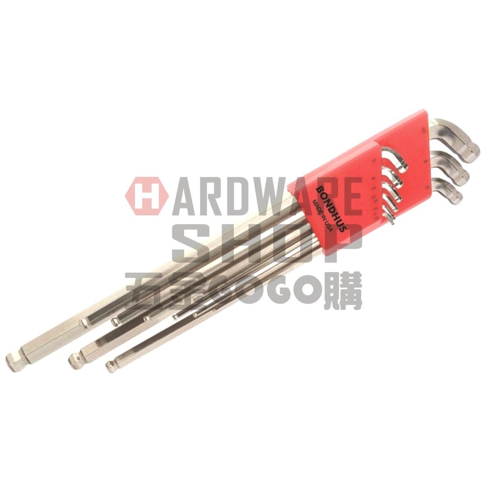 美國 BONDHUS 公制 9支組 77099 白金 雙頭 球型 六角板手 球頭 六角扳手-細節圖6