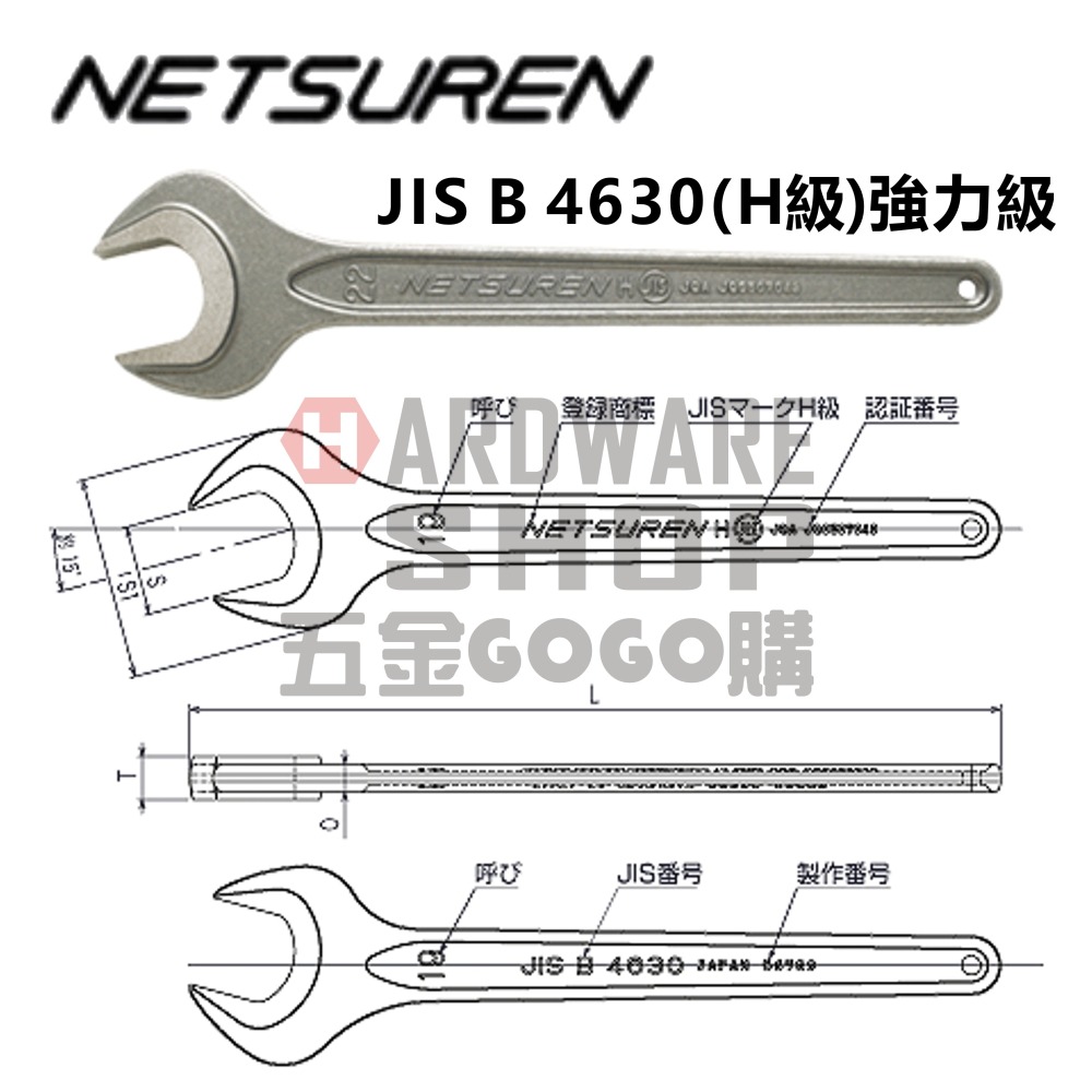 日本 NETSUREN 單頭 開口板手 27mm 單開口扳手 片口スパナ 27 mm-細節圖2
