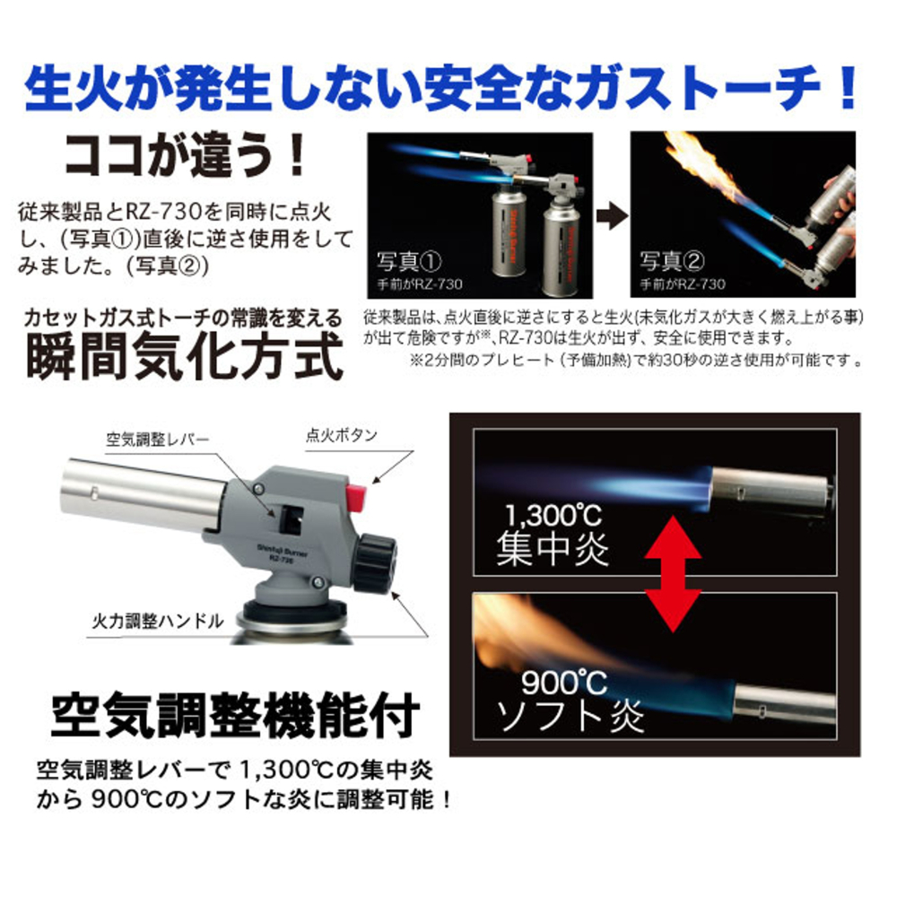 日本 Shinfuji Burner 新富士 RZ-730S 電子點火 卡式 瓦斯 噴槍 噴燈 RZ730S-細節圖5
