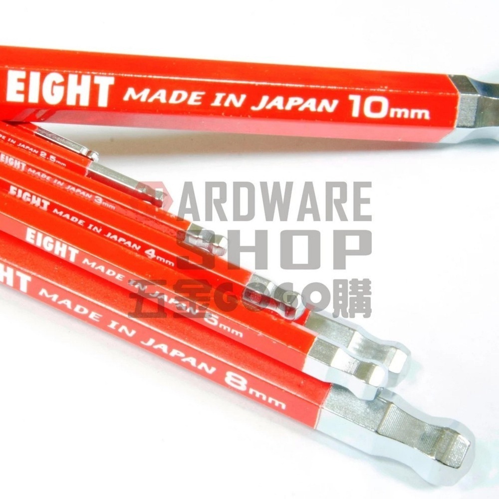 日本 EIGHT 公制 7支組 TLC-S7 RE 白金 多角 球型 六角板手 紅色 球頭 六角扳手 TLCS7RE-細節圖4