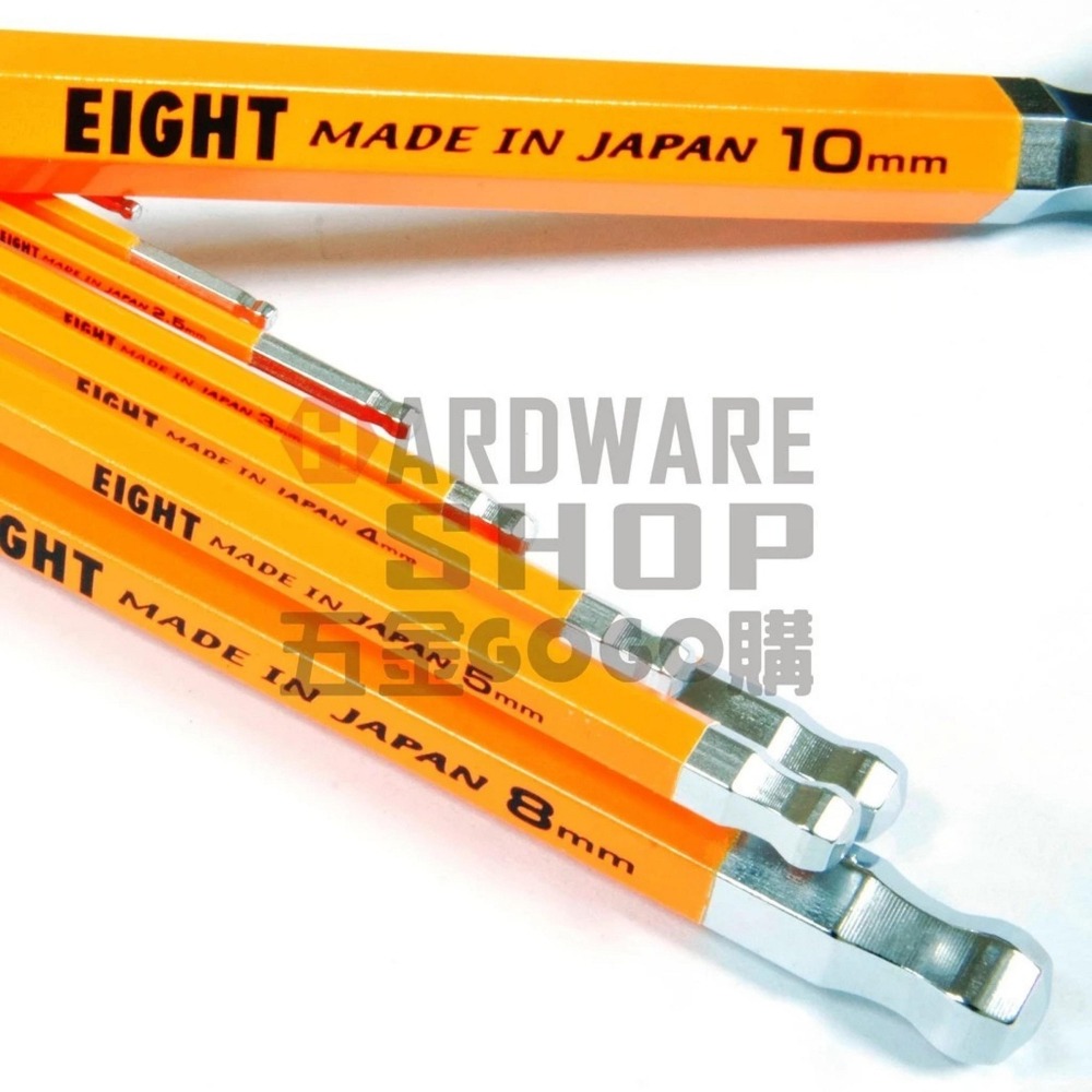 日本 EIGHT 公制 7支組 TLC-S7 OR 白金 多角 球型 六角板手 橘色 球頭 六角扳手 TLCS7OR-細節圖4
