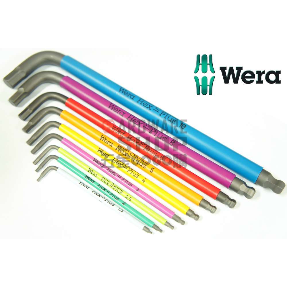 德國 WERA 950 SPKL/9 SM 073593 彩色 球型 六角 板手組 公制 9支組-細節圖3