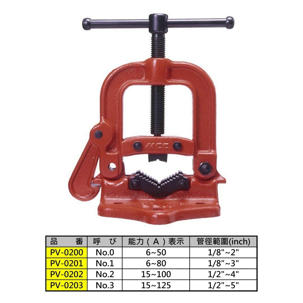 日本 MCC 管萬力 PV-0201 NO.1 管子萬力 パイプバイス Pipe Vise-細節圖2