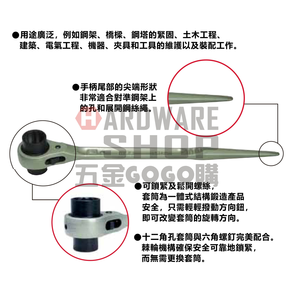 日本 MCC 松阪鉄工所 兩口 自動 梅花板手 RW 建築用 尖尾 棘輪 梅花扳手 両口ラチェットレンチ-細節圖4