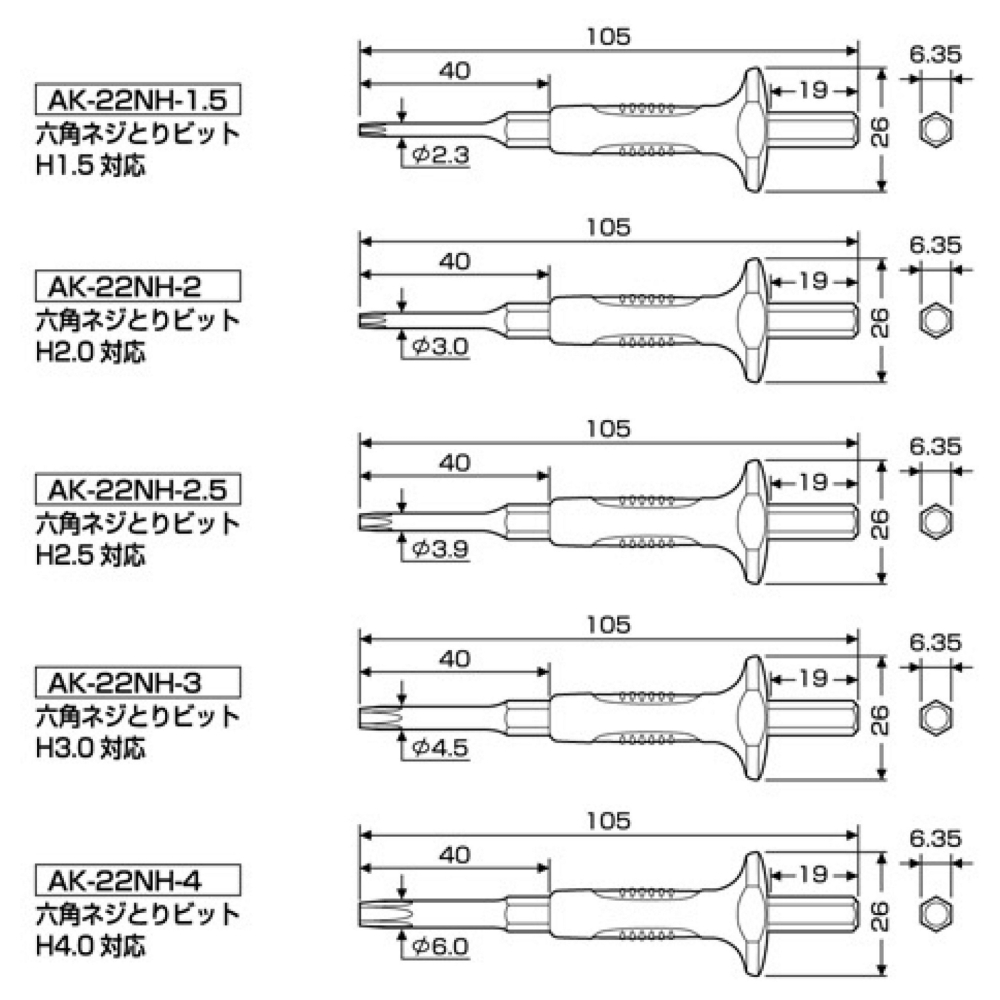 日本 ANEX 兼古製作所 衝擊起子 打擊起子 組 No.1903-NS1 退牙 滑牙 螺絲拔取器 1903NS1-細節圖3