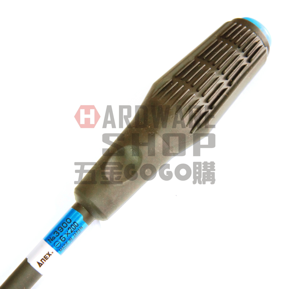 日本 ANEX 兼古製作所 No.3900 橡膠防滑 一字 起子 6.0 × 200 一字螺絲起子 6*200-細節圖3