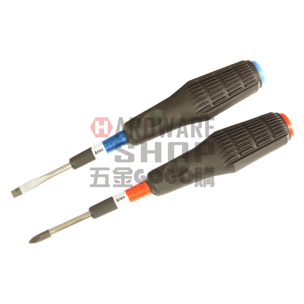 日本 ANEX 兼古製作所 No.3900 橡膠防滑 一字 起子 6.0 × 100 一字螺絲起子 6*100-細節圖5