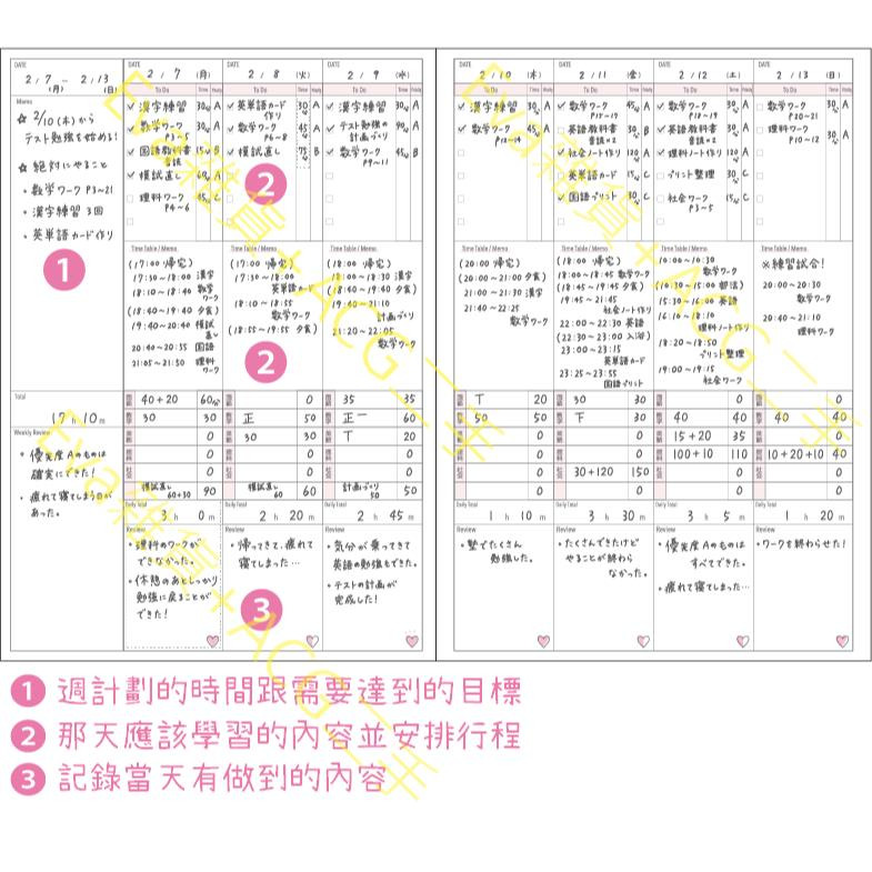 日本製Miorin Study Time一週衝刺複習規劃筆記本B5東大畢業生設計-細節圖2