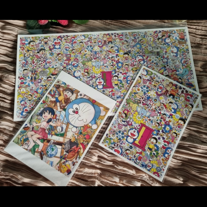 日本2017 THE哆啦A夢展販賣明信片 村上隆燙金明信片 Mr.明信片THEドラえもん展-細節圖2