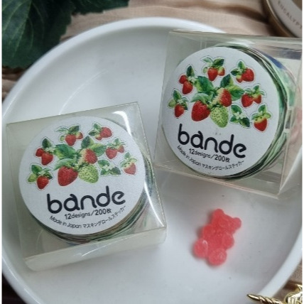 【清倉】bande整卷 和紙膠帶貼紙 康乃馨藍玫瑰三色堇幸運草草莓貓咪與魚標籤-細節圖2