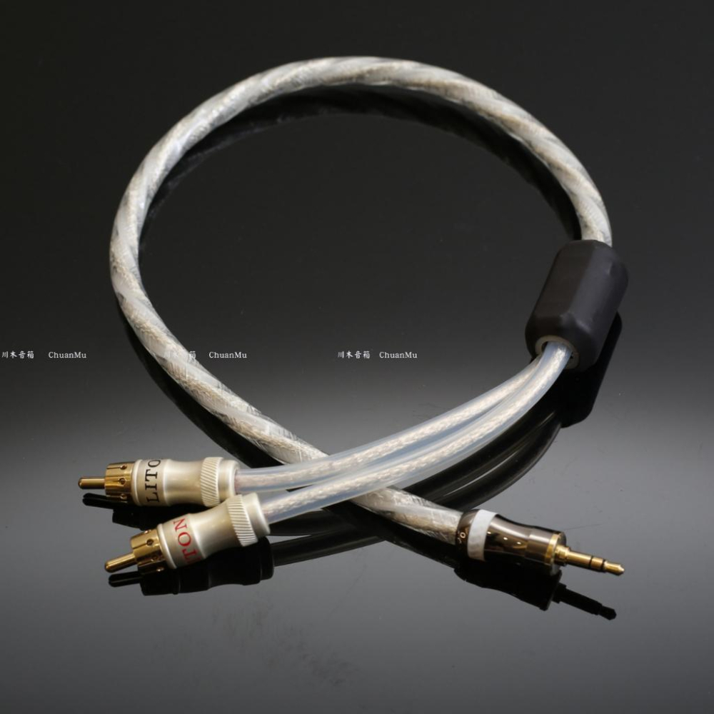 川木11 立頓鍍銀3.5mm RCA信號線 電腦手機一分二 轉RCA雙蓮花 信號線 發燒HiFi 音頻線 0.5米-細節圖3
