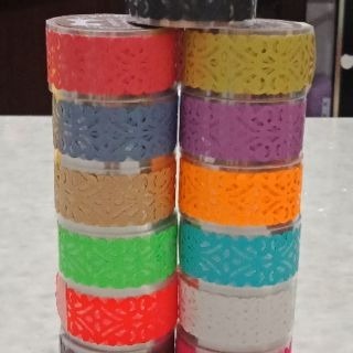 即將完售 蕾絲花邊貼 紙膠帶 手作材料 禮物包裝 卡片花邊 1.8*100cm 有7色-細節圖2