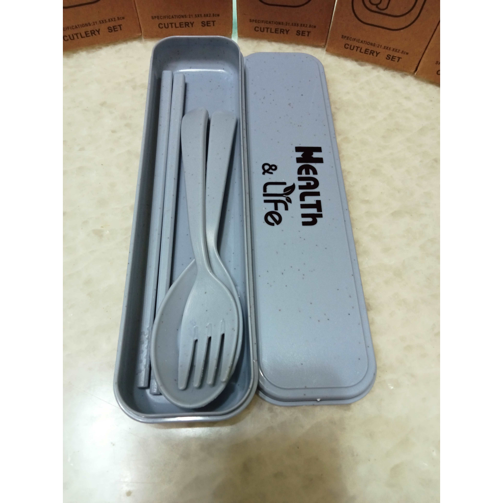HEALTH LIFE小麥秸稈 三件套餐具環保餐具組(含筷子、湯匙、叉子)-細節圖2