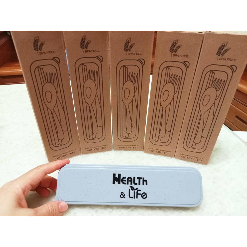 HEALTH LIFE小麥秸稈 三件套餐具環保餐具組(含筷子、湯匙、叉子)-細節圖3