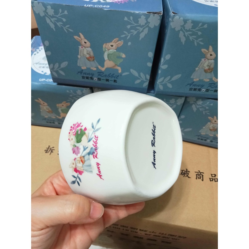 安妮兔瓷碗禮盒 安妮兔方型一碗一匙禮盒 安妮兔碗+湯匙-細節圖3