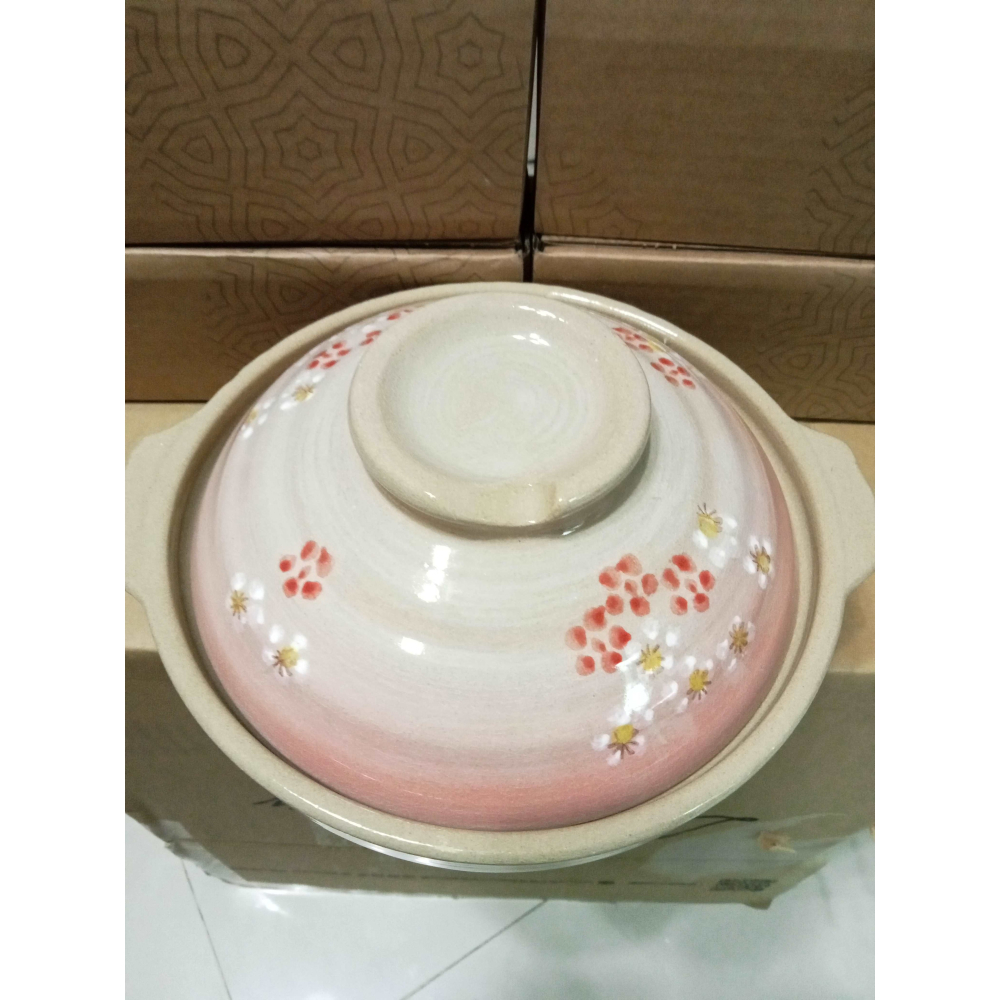 松村窯 日式砂鍋7.5吋-紅梅-細節圖2