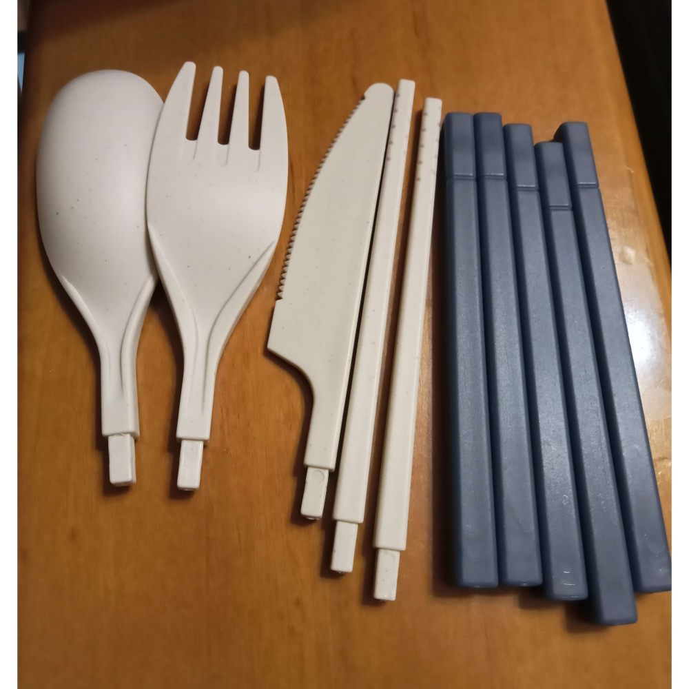 可拆式環保餐具四件組 出國旅行露營野餐使用 小麥秸桿材質 (附收納盒）-細節圖3