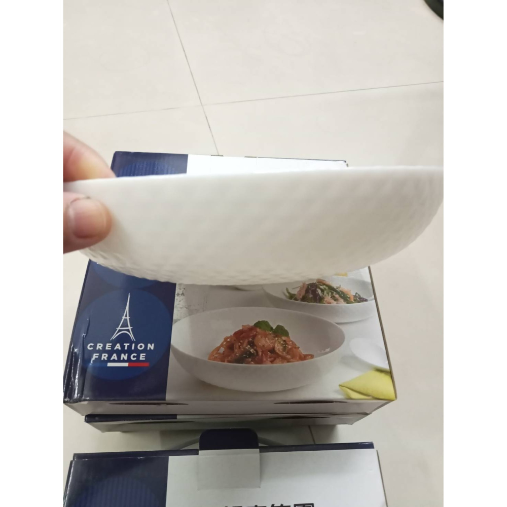 Luminarc 晶鑽浮雕白玉深盤 樂美雅 餐盤 Luminarc 法國 白玉玻璃-細節圖3