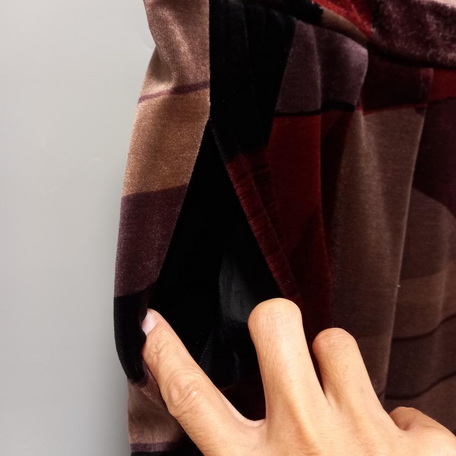 220902酒紅褐色黑色不規則線條長裙有口袋二手-細節圖4