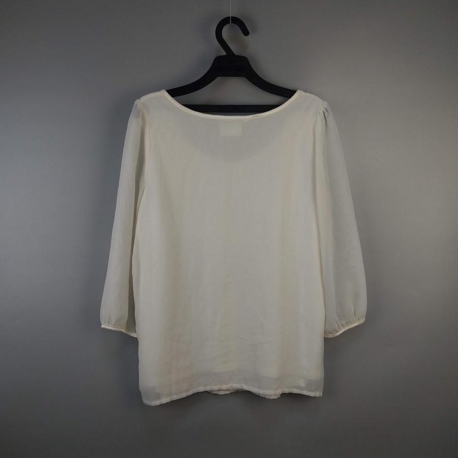 220902品牌NET雪紡紗拼接蕾絲圖樣長袖寬版上衣 8 二手-細節圖2