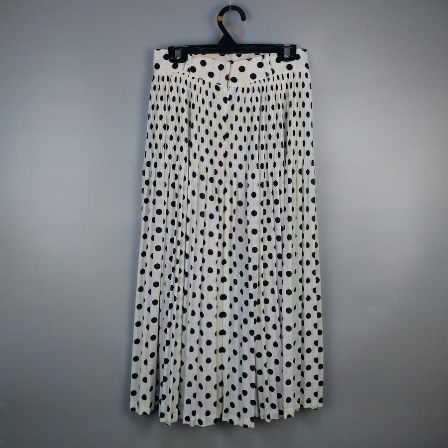 220902白色黑色圓點百褶裙長裙二手-細節圖2