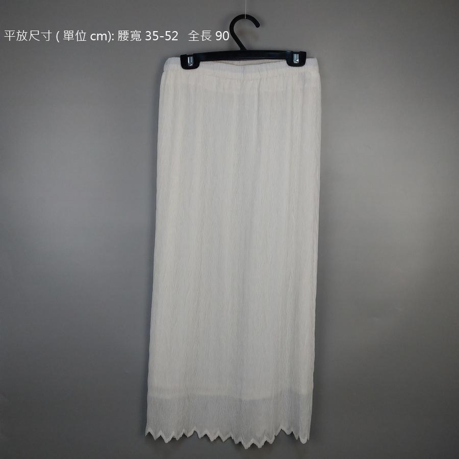 220902白色皺褶雪紡鬆緊長裙二手-細節圖2