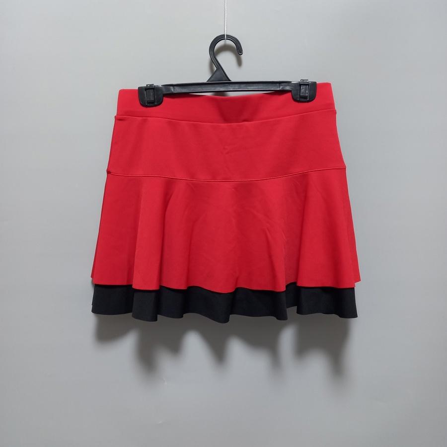 220902庫存品紅色拼接黑色傘彈性腰圍裙短裙二手-細節圖2