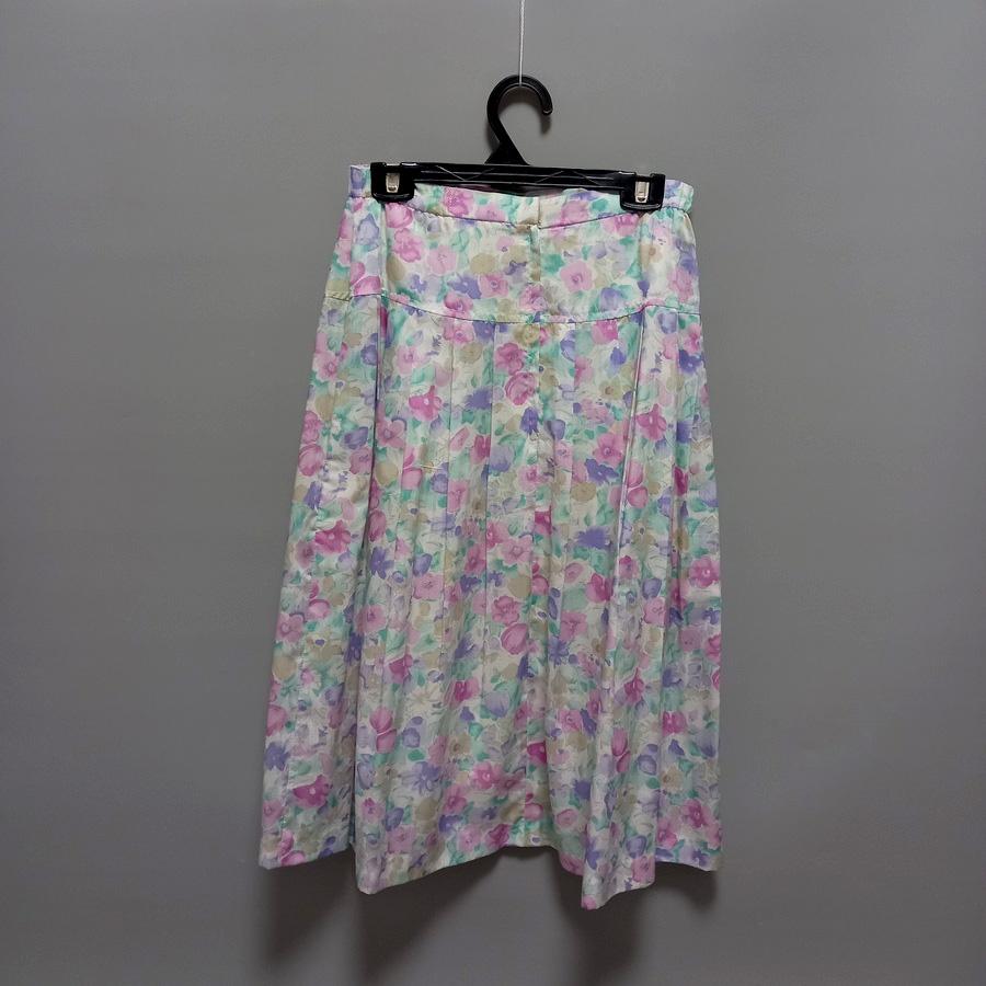 220902粉色水彩風花草及膝裙二手-細節圖2