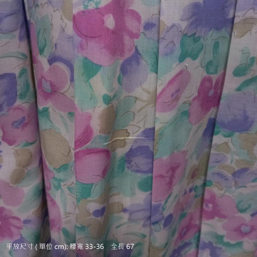 220902粉色水彩風花草及膝裙二手-細節圖3