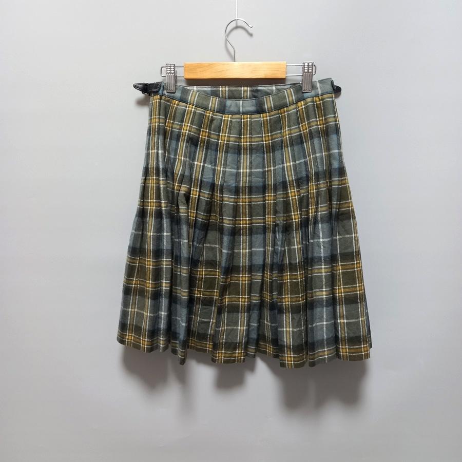 220902品牌palph lauren格紋毛料A字裙日本製二手-細節圖2