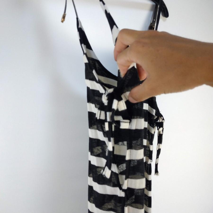 220801透膚黑白條紋背心洋裝 二手-細節圖2