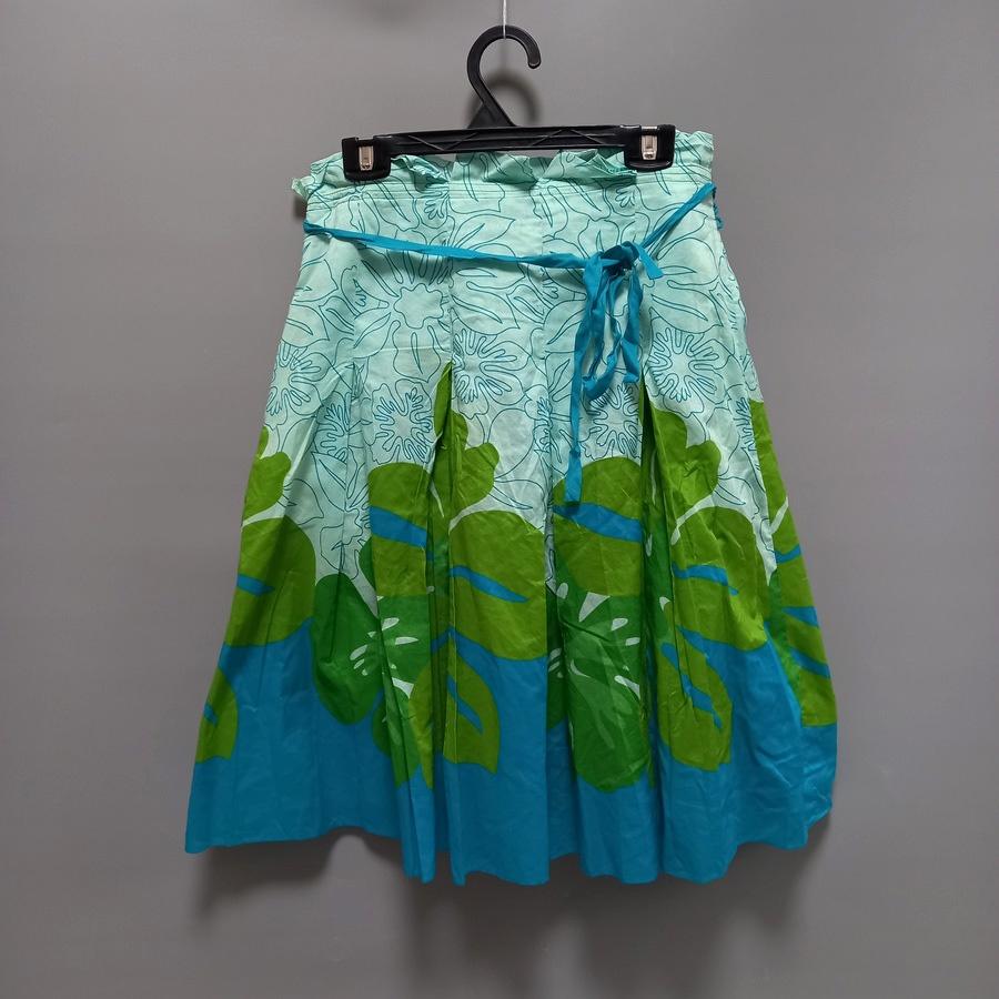 220902Si fi藍綠印花荷葉裝飾棉質傘裙9二手-細節圖2