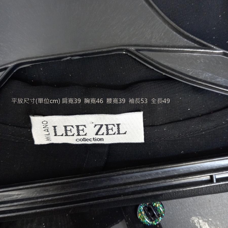 220802LEE ZEL黑色透膚腰身短版長袖翻領襯衫上衣二手-細節圖3