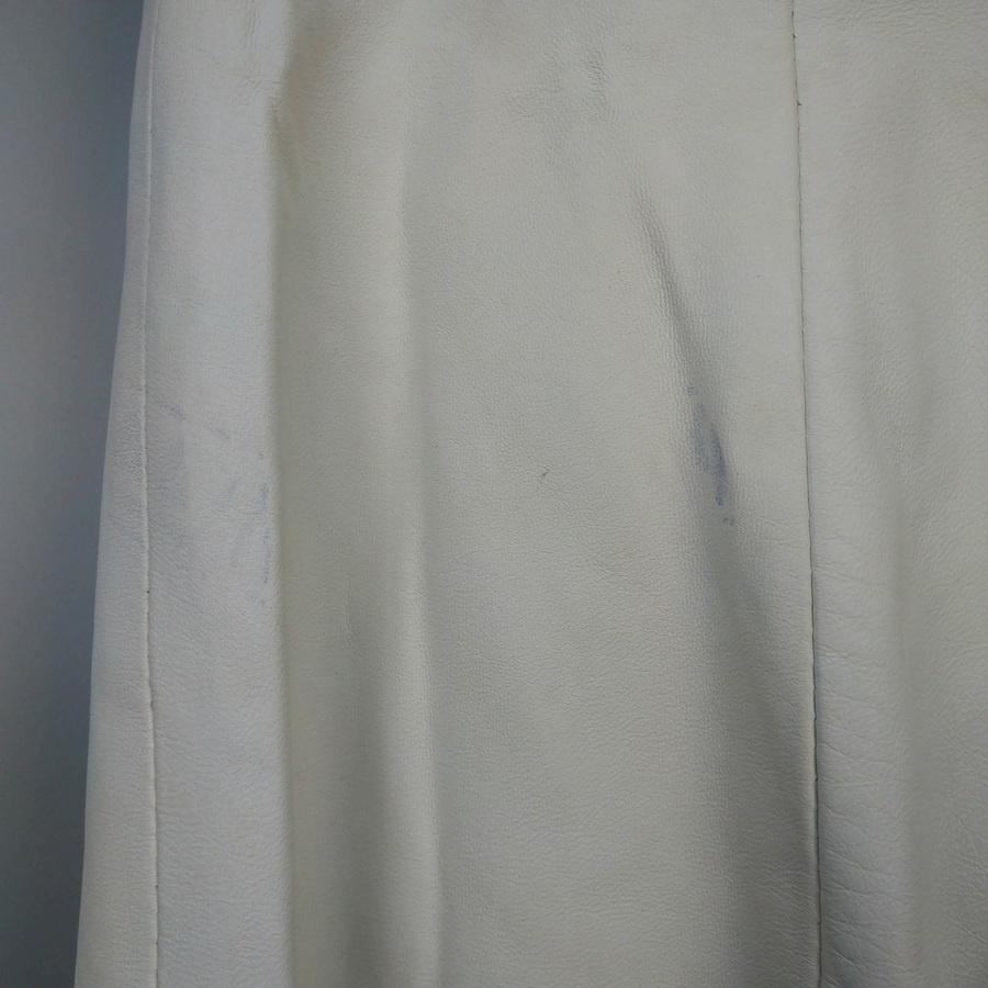 220902品牌CLAN白色真皮貼身無袖窄裙連身裙連衣裙38二手 有多處污漬泛黃-細節圖6