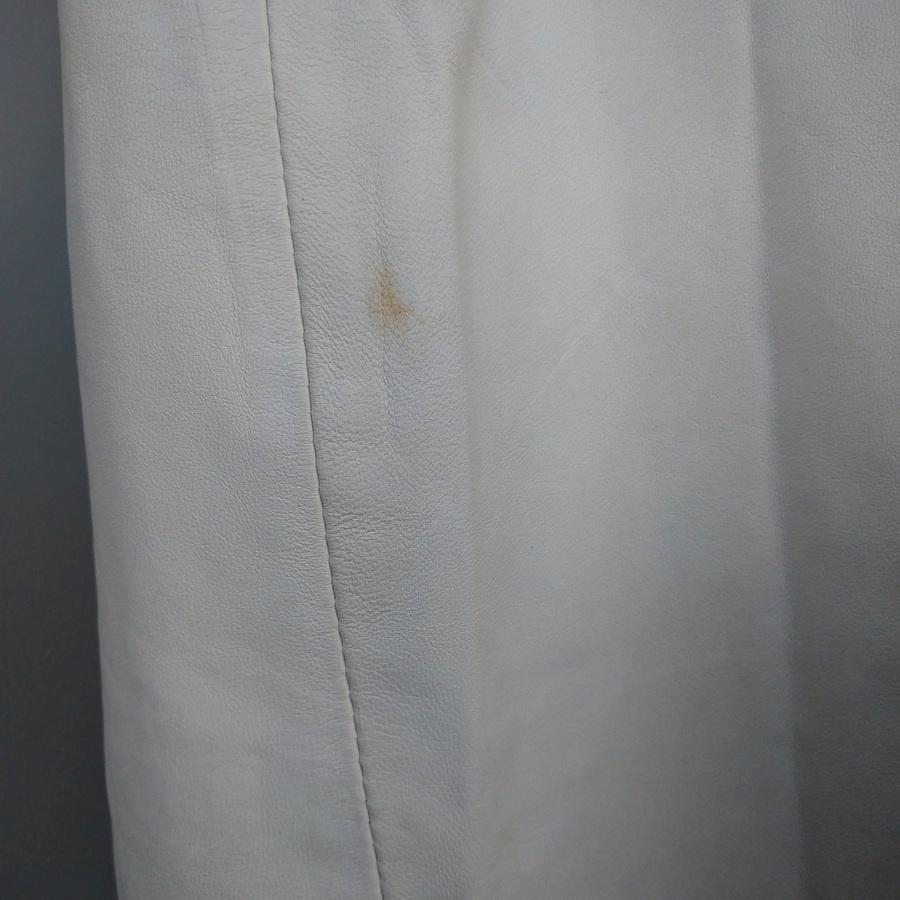 220902品牌CLAN白色真皮貼身無袖窄裙連身裙連衣裙38二手 有多處污漬泛黃-細節圖8