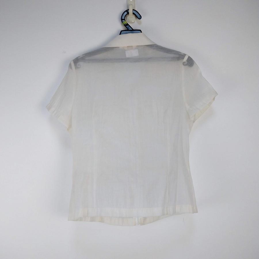 220801品牌ANLIYA白色透膚水鑽拉鍊上衣 二手-細節圖2