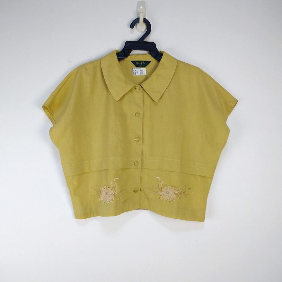 220801品牌FIFTY PRECENT牛仔刷舊電袖襯衫上衣S 二手-細節圖2