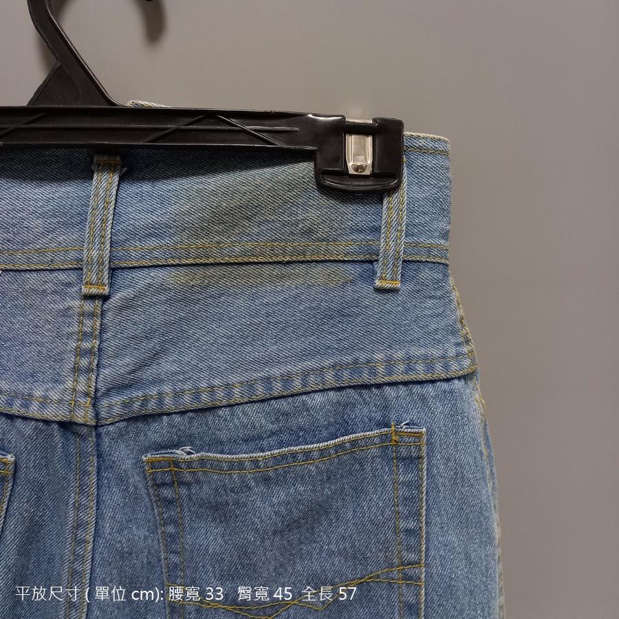 220902舊愛古著 高腰牛仔刷破五分褲短褲二手 背面有黃漬-細節圖3