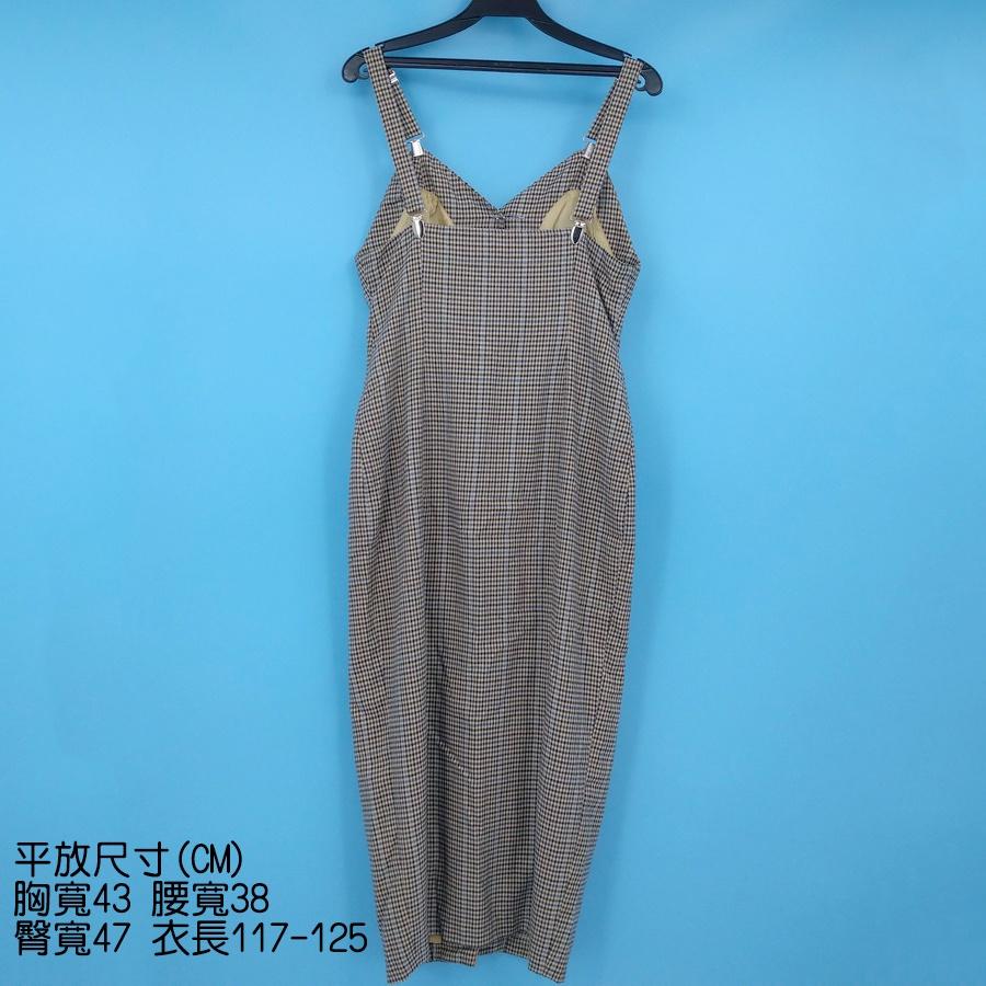 211204舊愛古著格紋愛心鏤空鈕扣背心吊帶窄裙長洋裝二手-細節圖2