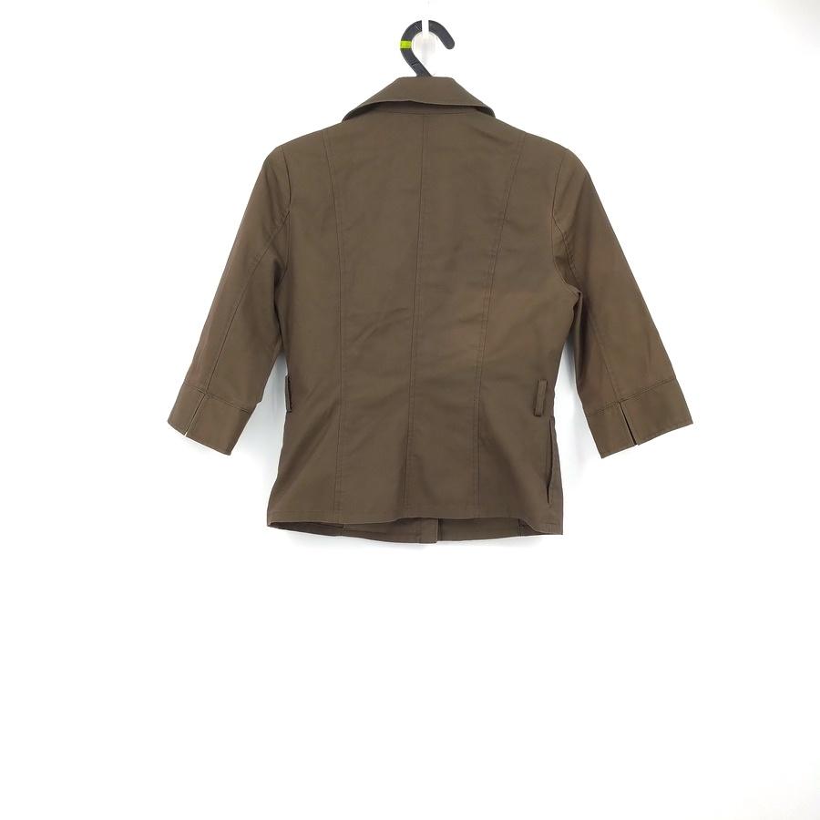 211104日本製INDIVI橄欖綠七分袖襯衫38上衣二手 顏色不均-細節圖2