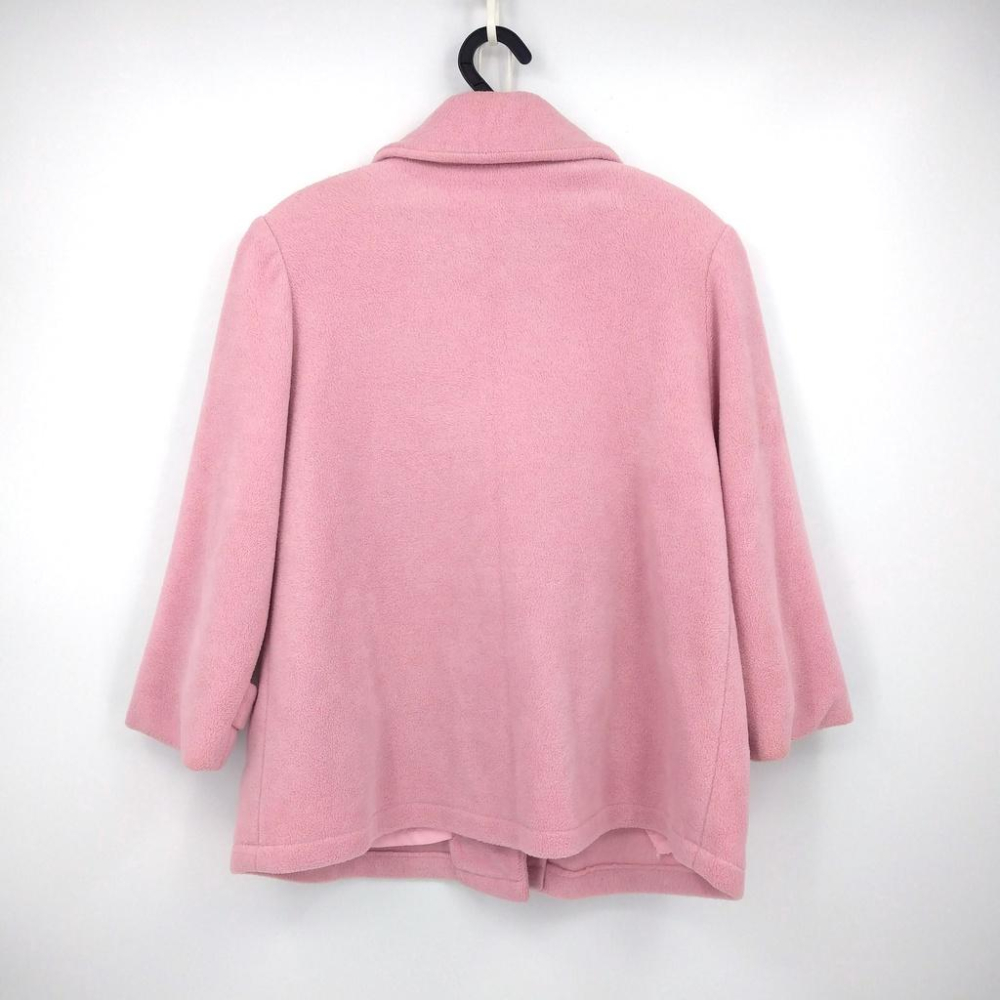 220103SO NICE粉紅色毛料寬版口袋秋冬大衣二手 有處輕微泛黃-細節圖2