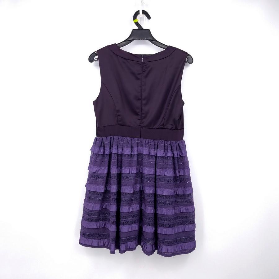 211104品牌Jonita&Co紫色緞面無袖v領洋裝9二手-細節圖2