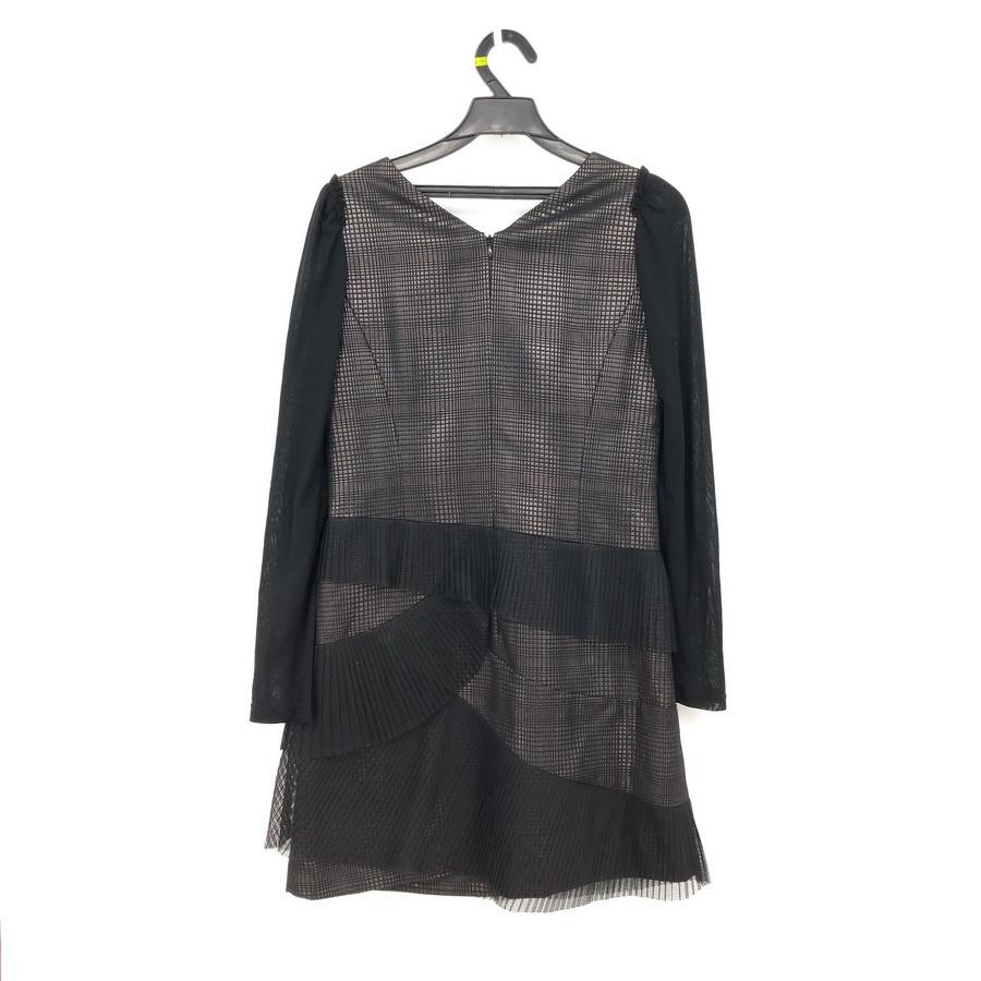 211104品牌S&R莎蕾黑色格子亮片花朵洋裝洋裝小禮服宴會服M二手-細節圖2